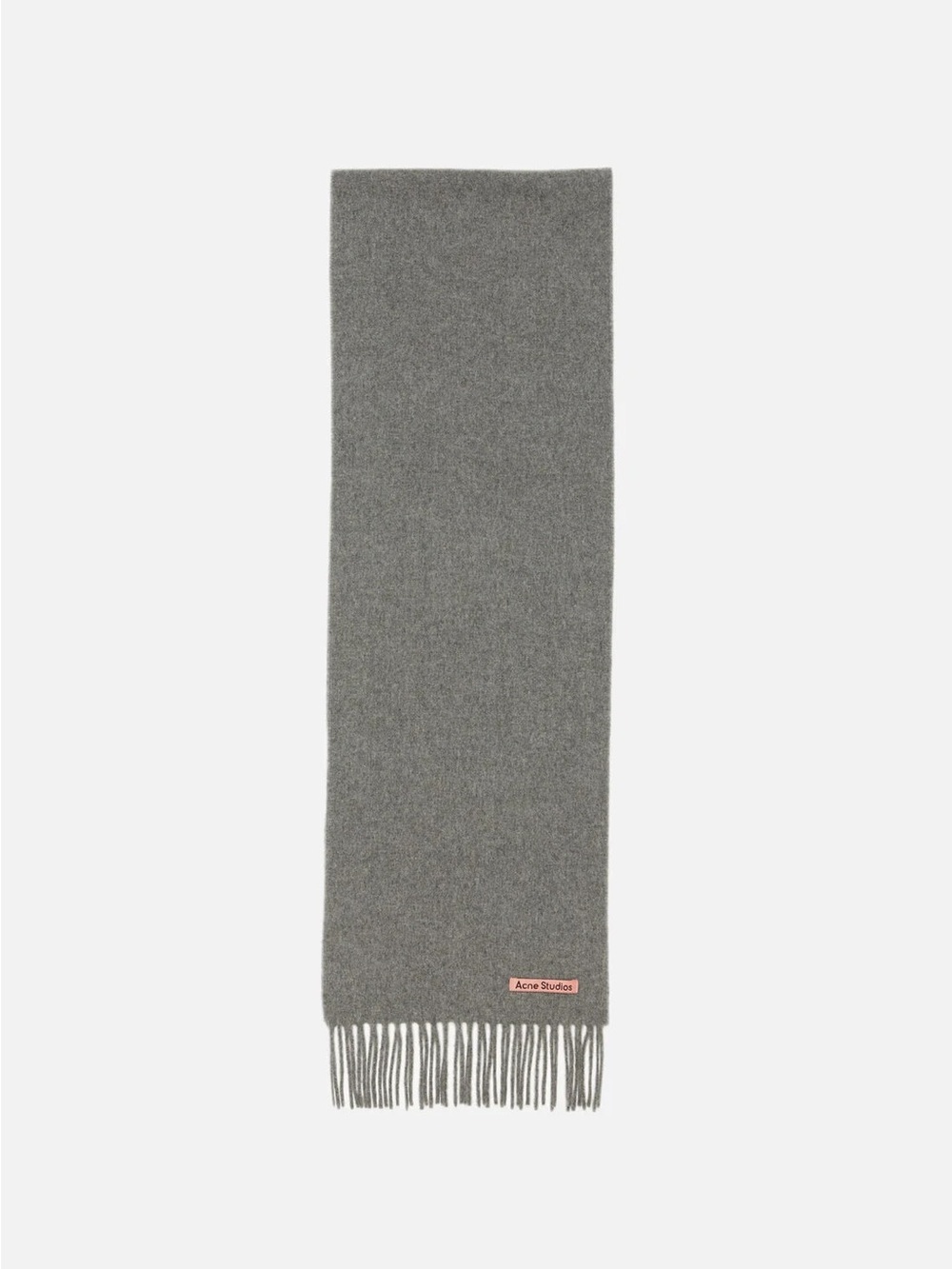 Acne Grey Fringe Wool Skinny Scarf